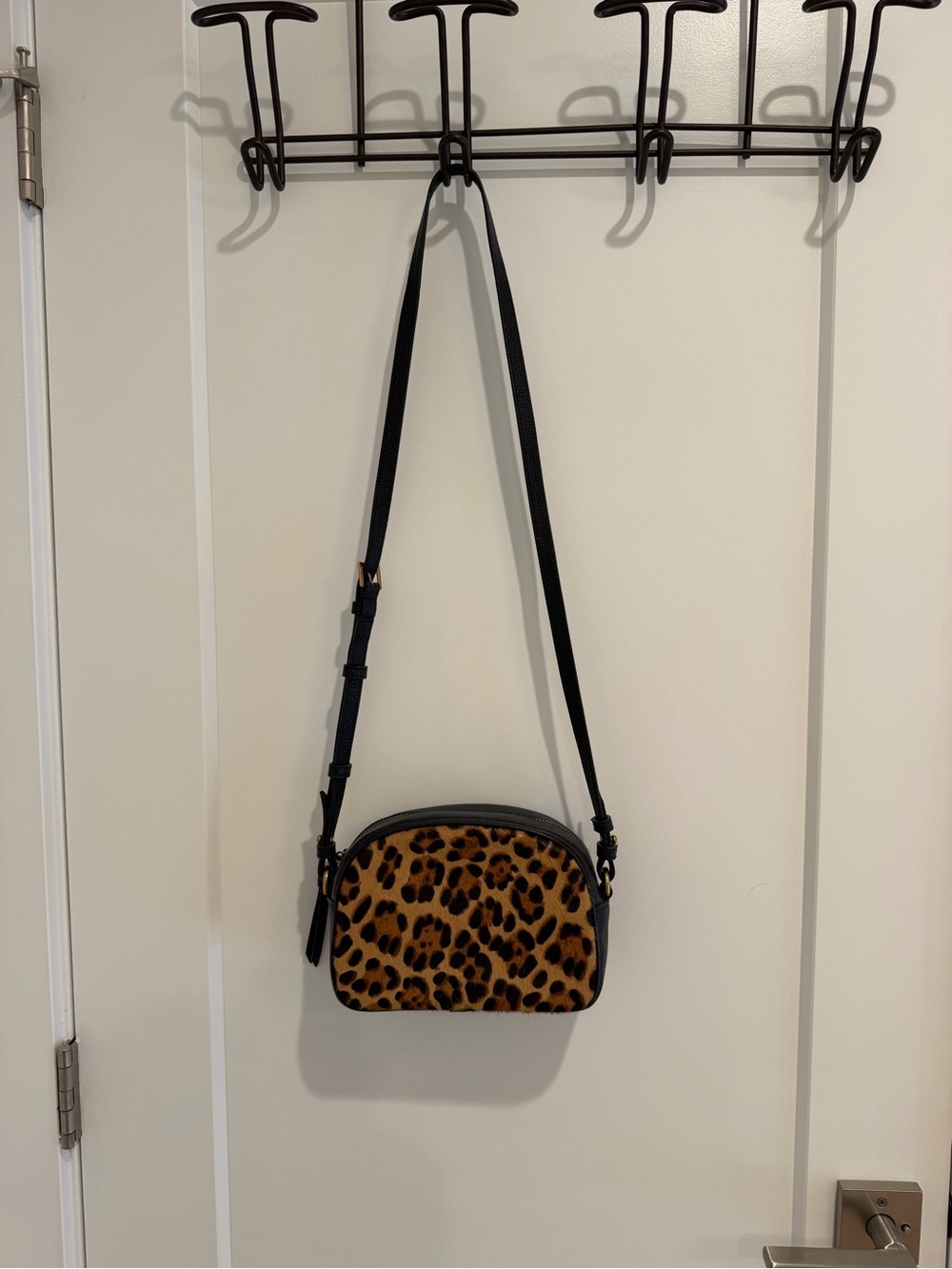 Leopard Print Crossbody Shoulder Bag - Black Trim